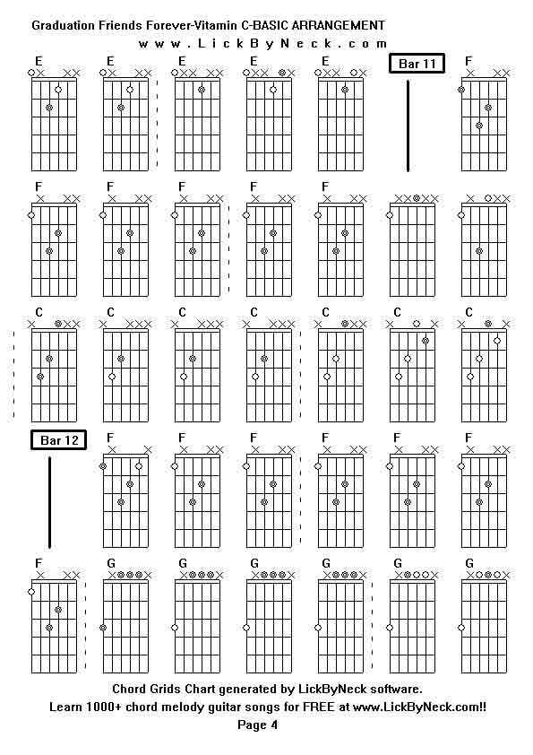 Chord Grids Chart of chord melody fingerstyle guitar song-Graduation Friends Forever-Vitamin C-BASIC ARRANGEMENT,generated by LickByNeck software.